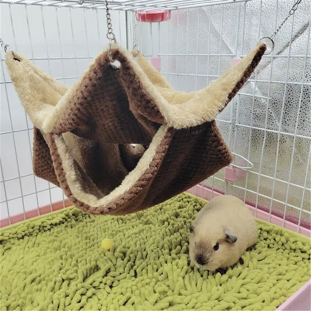 Pet Hammock Double-layer Plush Soft Winter Warm Hanging Nest Sleeping Bed Small Pets Hamster Squirrel Chinchilla House