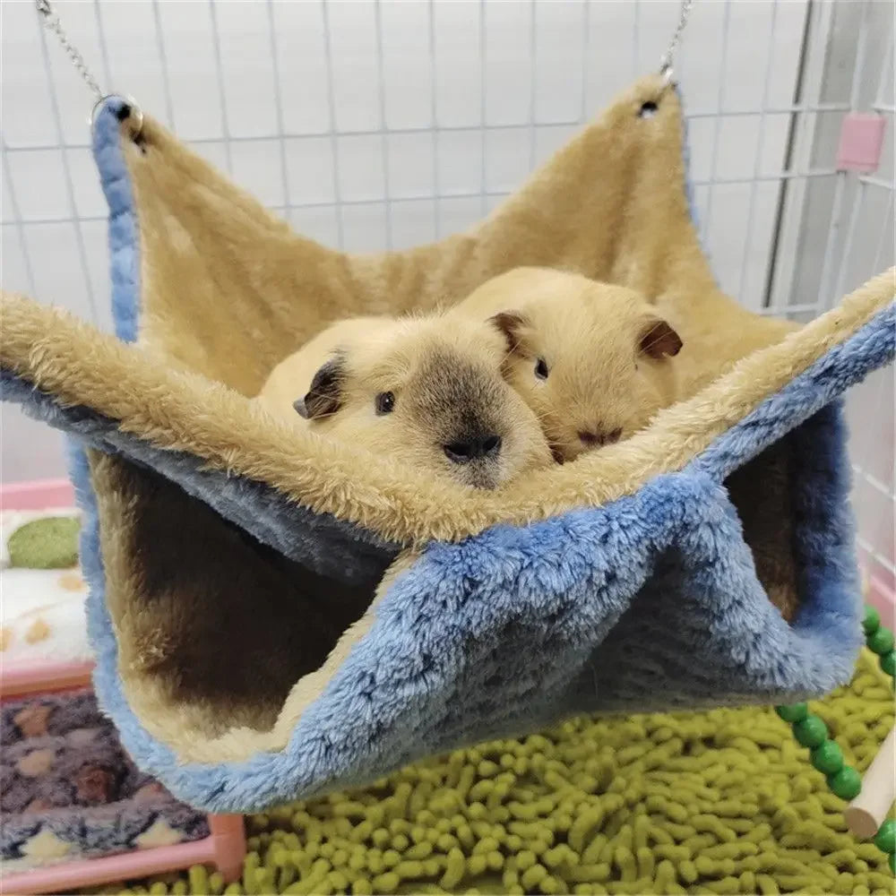 Pet Hammock Double-layer Plush Soft Winter Warm Hanging Nest Sleeping Bed Small Pets Hamster Squirrel Chinchilla House