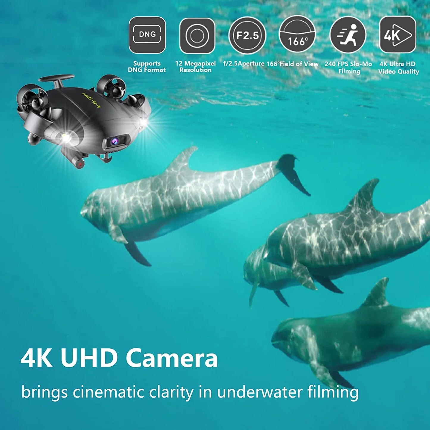 FIFISH M200A Underwater Photography ROV Robotwith Robotic Arm, 4K UHD Camera With Portable Industrial Case 100M Diving Rov Drone