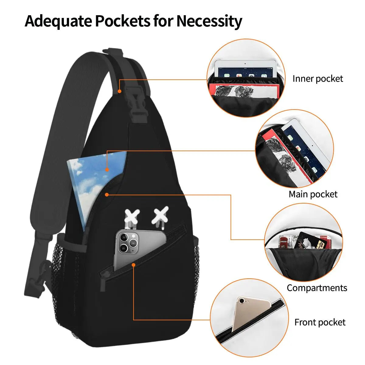 Aesthetic Face Funny Fashion Trend Crossbody Sling Bags Fashion Chest Bag Shoulder Backpack Daypack for Travel Hiking Travel Bag