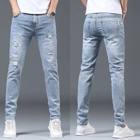 Luxury Summer Designer Korean Classic Streetwear Cowboy Pants for Men Fashionable and Comfortable Boyfriend Skinny Jeans Men