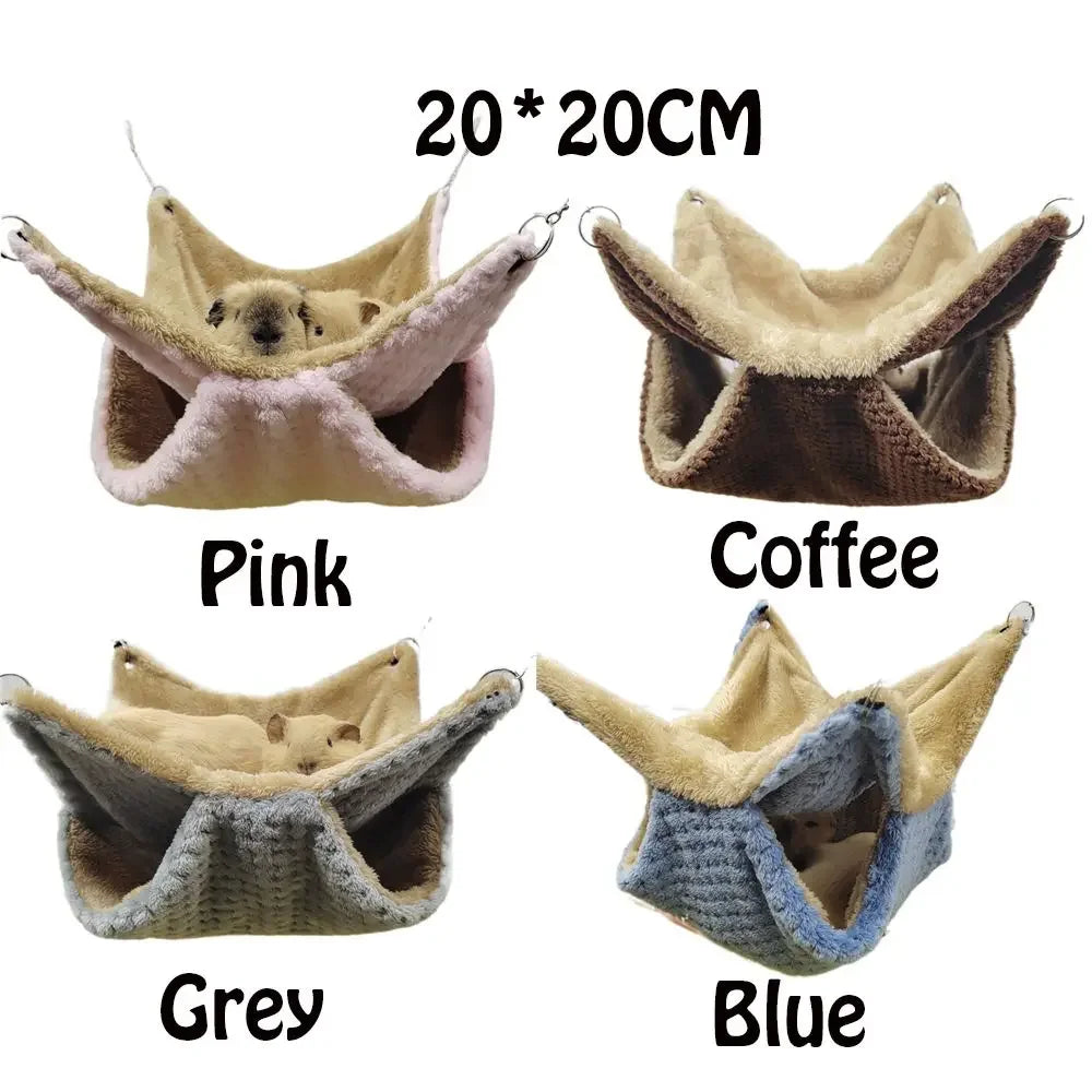 Pet Hammock Double-layer Plush Soft Winter Warm Hanging Nest Sleeping Bed Small Pets Hamster Squirrel Chinchilla House