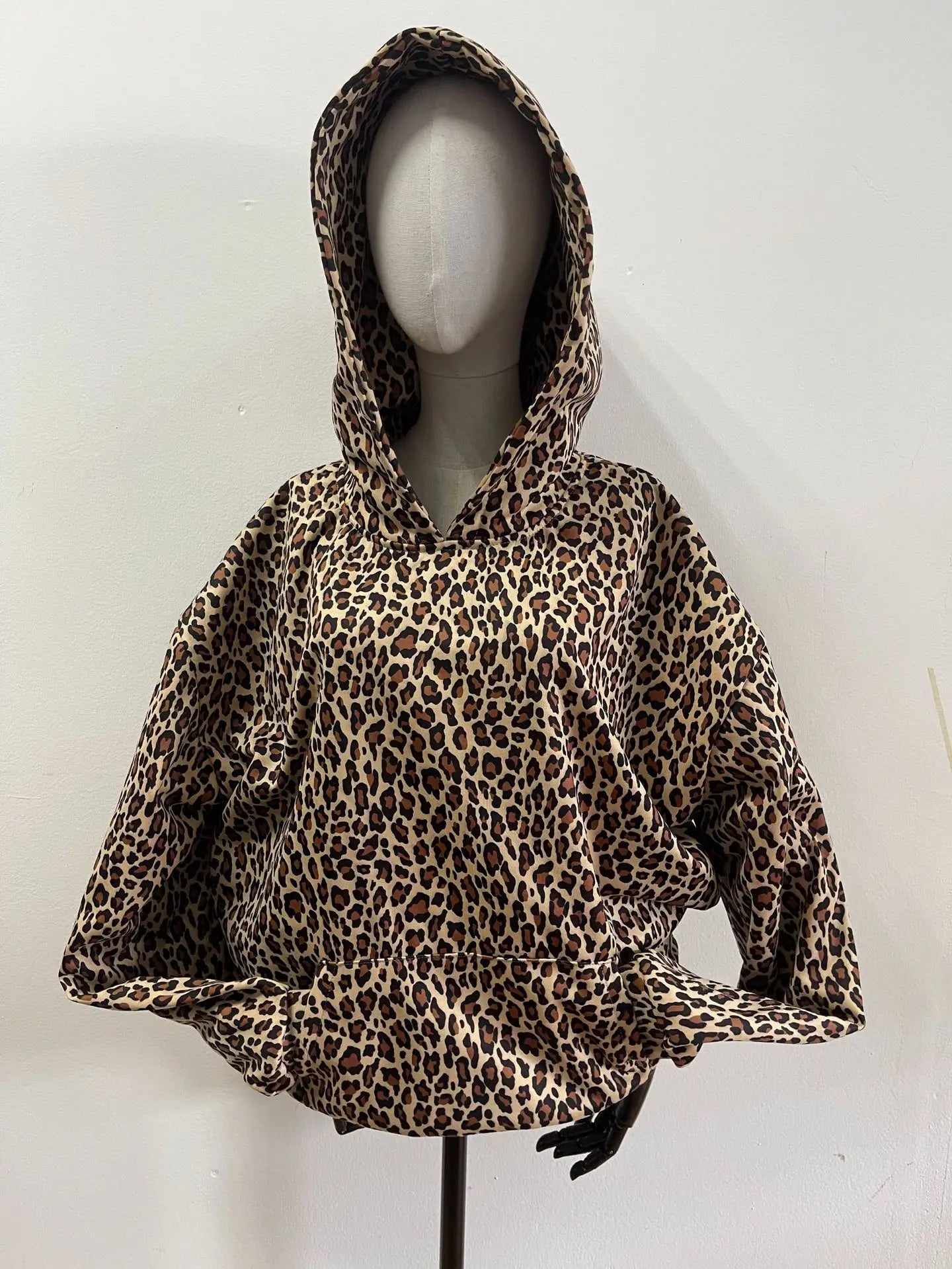 DEEPTOWN Leopard Print Hoodies Women Y2k Streetwear Hip Hop Oversize Harajuku Cheetah Print Hooded Sweatshirt Vintage Autumn