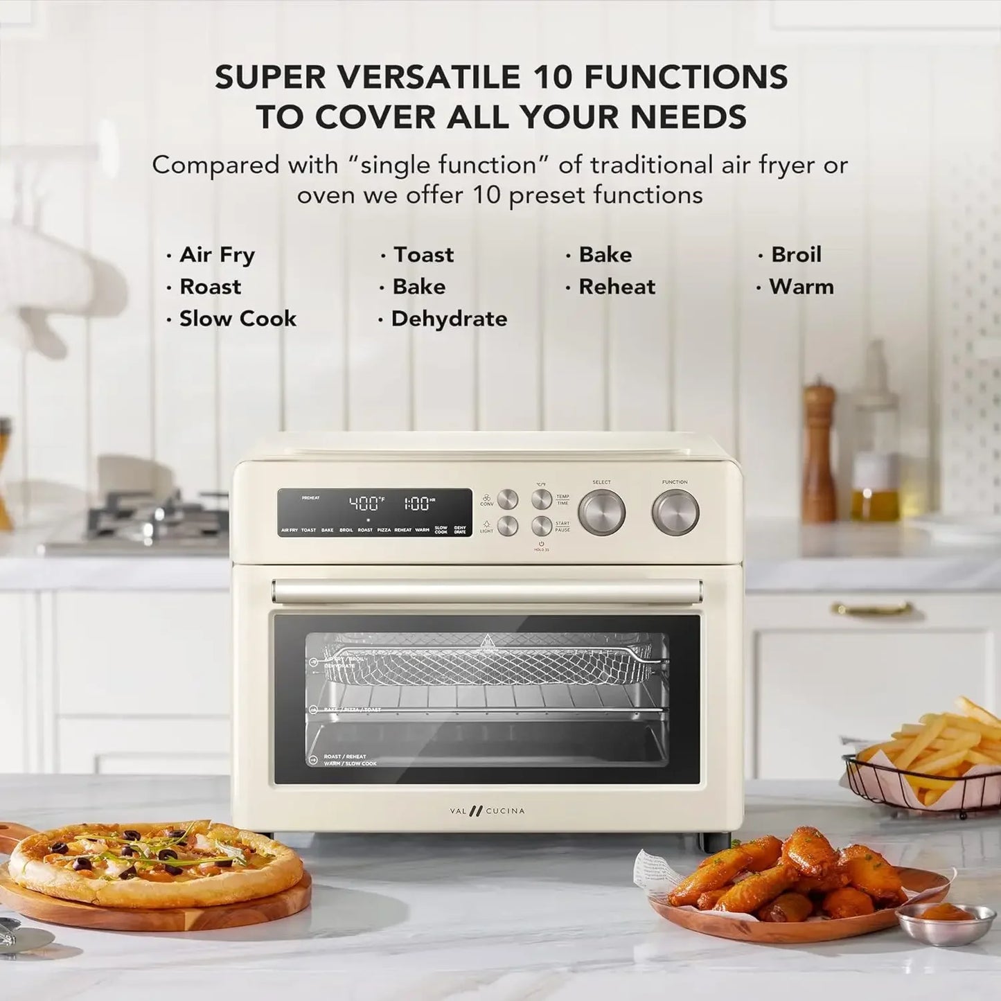 Infrared Heating Air Fryer Toaster Oven, Extra Large Countertop Convection  10 in 1 Combo, 6 Slice Toast, Retro Style