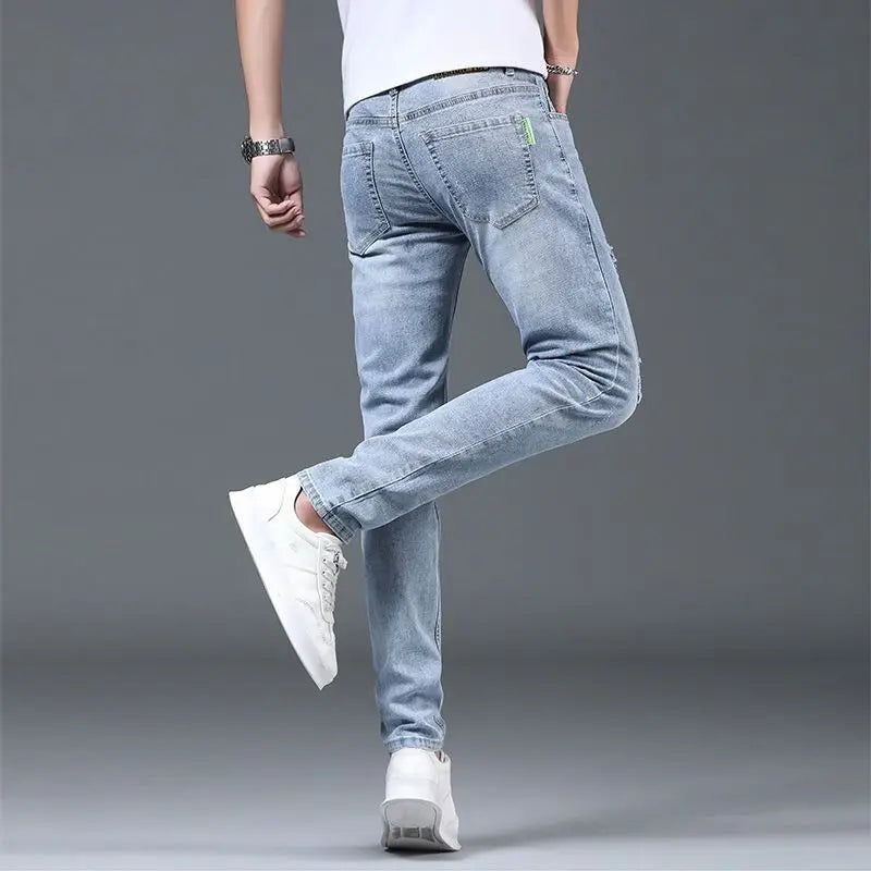 Luxury Summer Designer Korean Classic Streetwear Cowboy Pants for Men Fashionable and Comfortable Boyfriend Skinny Jeans Men