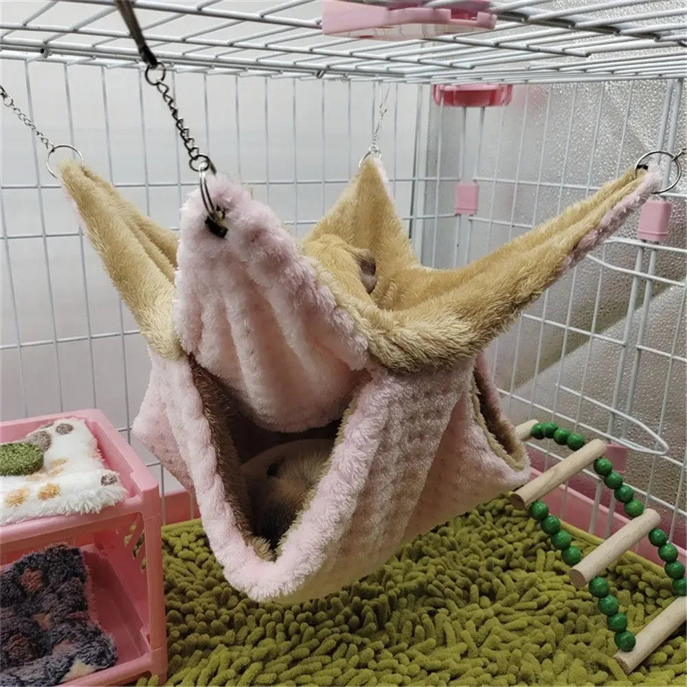 Pet Hammock Double-layer Plush Soft Winter Warm Hanging Nest Sleeping Bed Small Pets Hamster Squirrel Chinchilla House