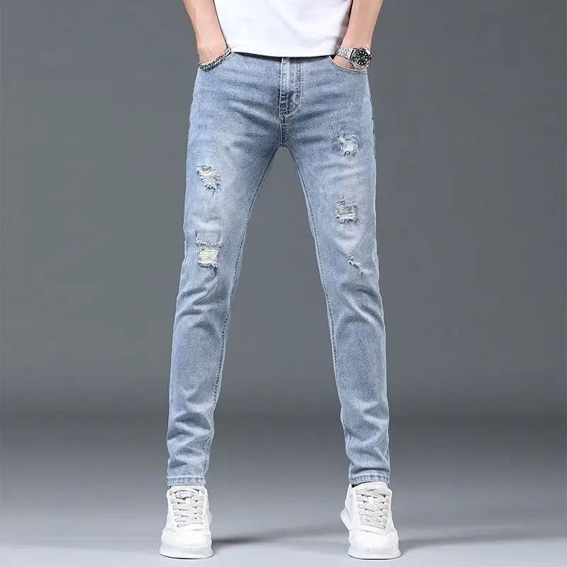 Luxury Summer Designer Korean Classic Streetwear Cowboy Pants for Men Fashionable and Comfortable Boyfriend Skinny Jeans Men