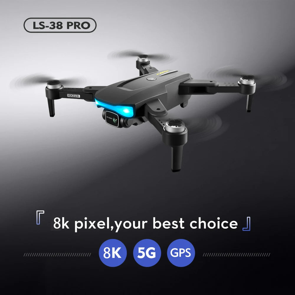 LS38Pro Drone 8K Profesional 20km HD FPV Dron with 6K Camera EIS RC Quadcopter Obstacle Avoidance Aerial Aircraft Helicopter GPS