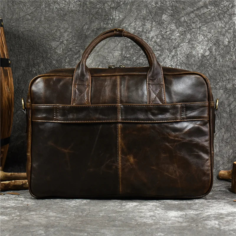 Large Genuine Leather Handbag for Men Business Laptop Bag Male Travel Briefcase Fashion Real Cowhide Computer Shoulder Bag